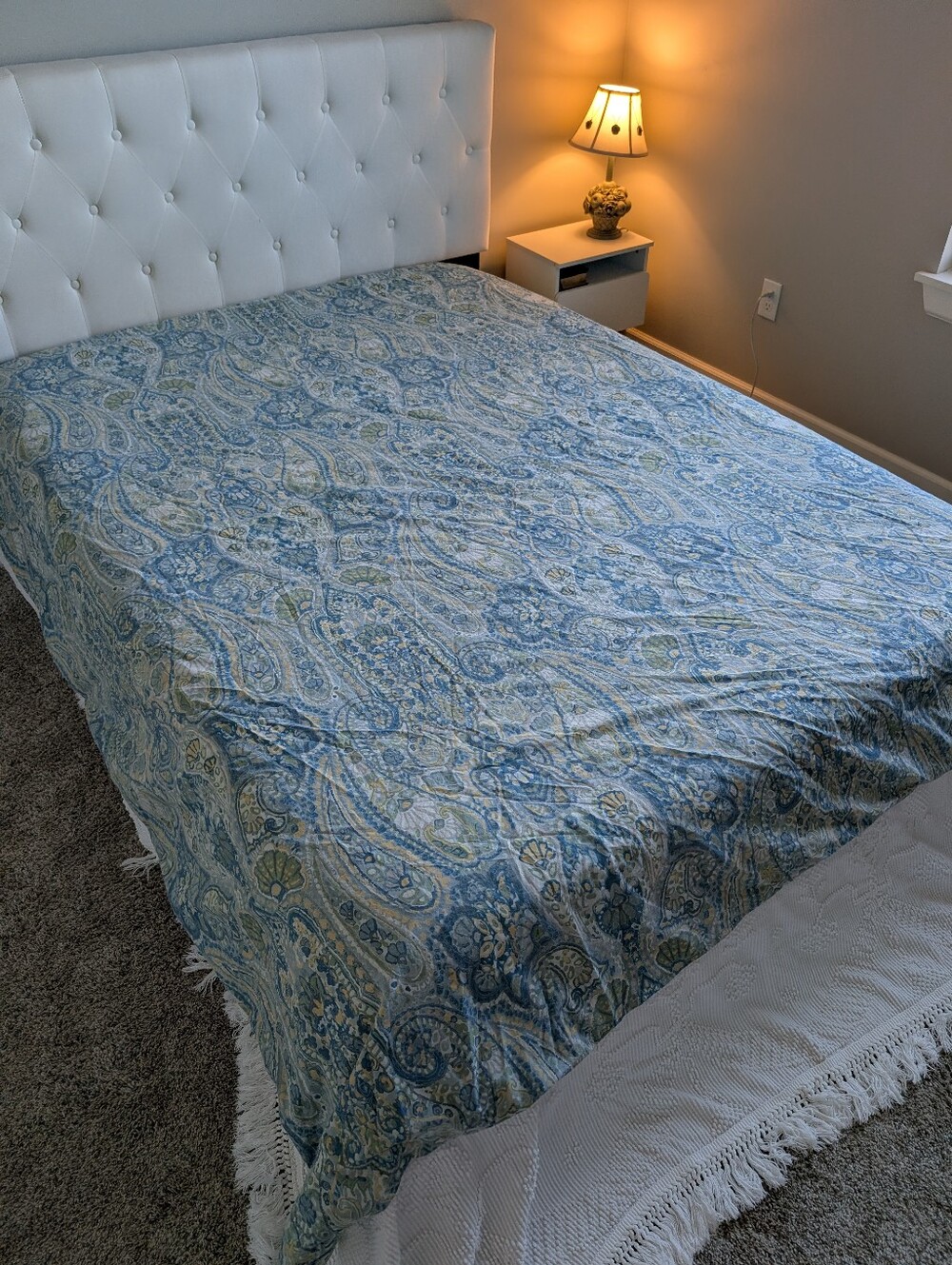 Pottery Barn Blue Green Paisley Cotton Full/Queen Duvet Cover 2012 Cooling